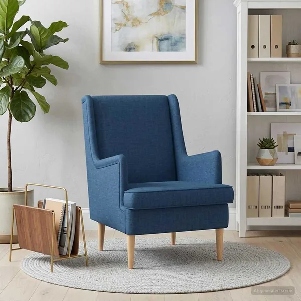Fauteuil Bleu Tissu