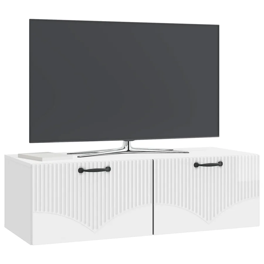 Meuble TV mural Montage mural Blanc brillant 98 x 41 x 30 cm - 3