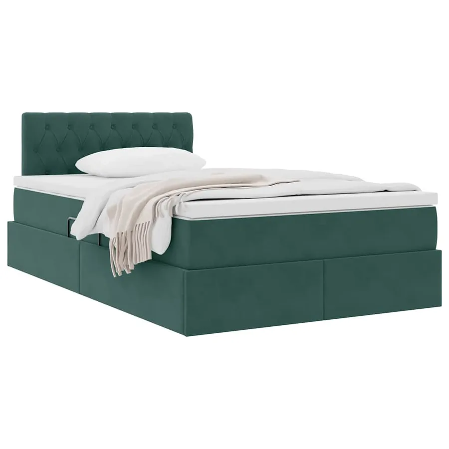 Lit de Rangement avec matelas Vert foncé 120 x 190 cm Velours - 3