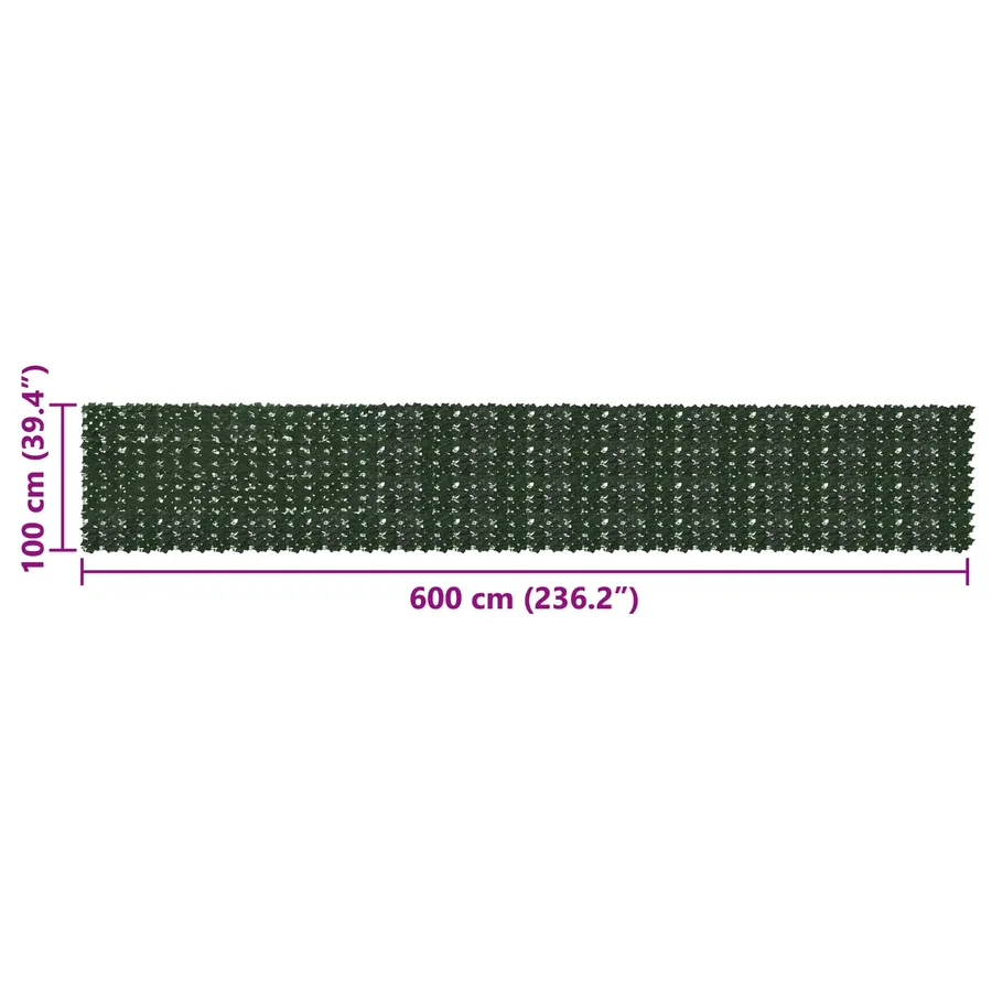 Écran de balcon avec feuilles Vert foncé 600 x 100 cm - 5