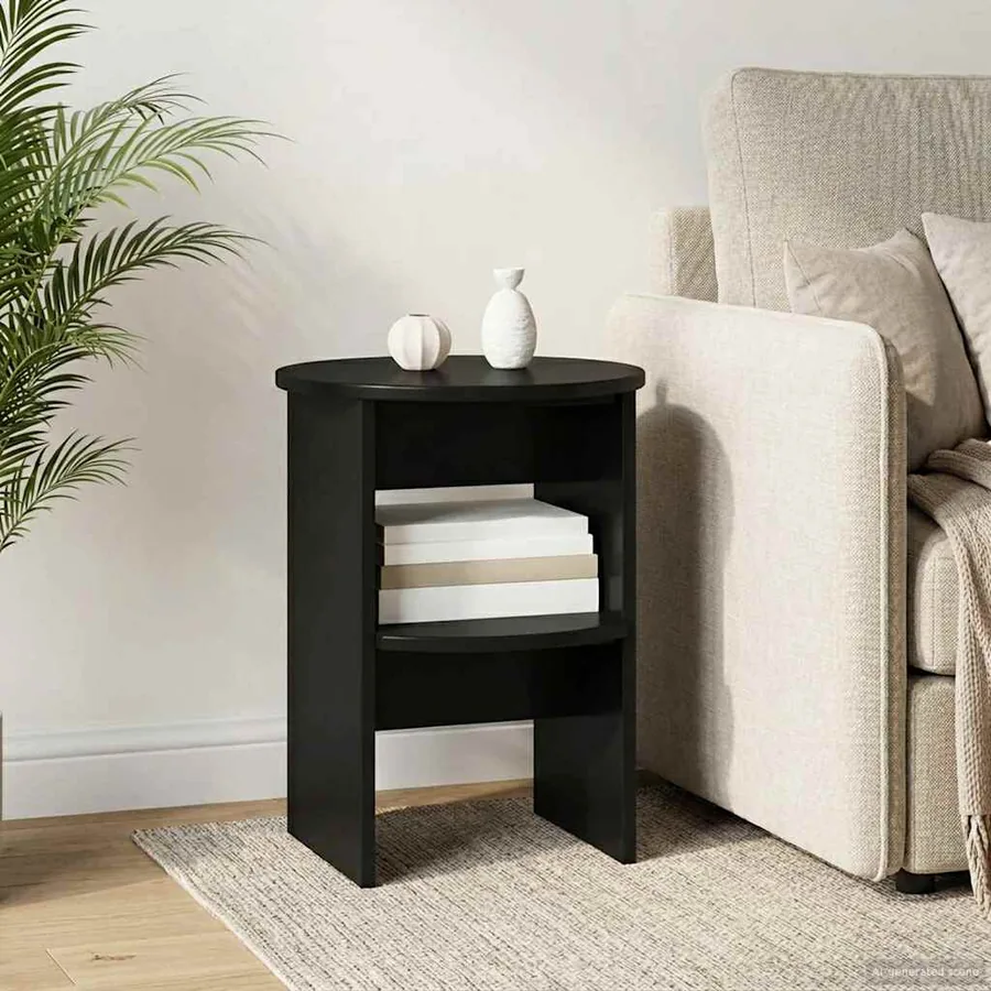 Meuble d'appoint Noir Ø40 x 50 cm Bois d’ingénierie