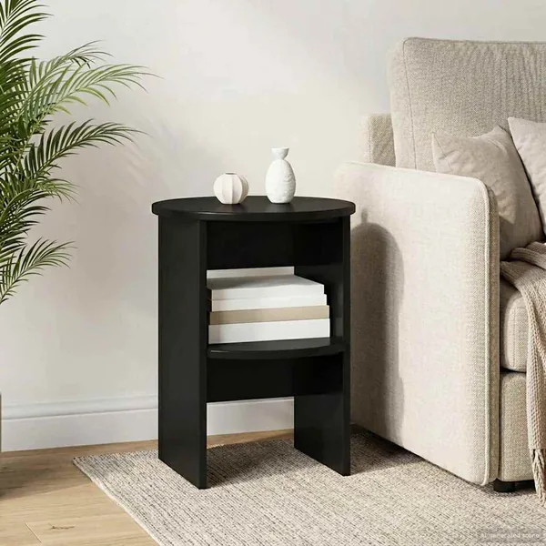 Meuble d'appoint Noir Ø40 x 50 cm Bois d’ingénierie