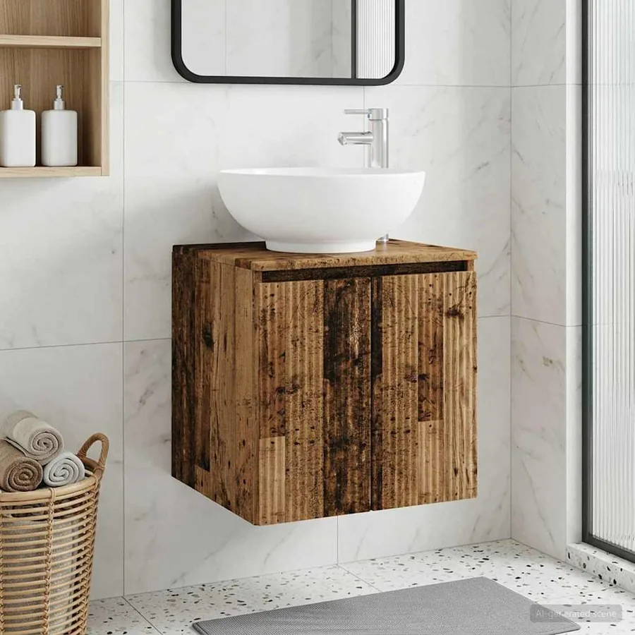 Vanité de lavabo mural Bois ancien 49,5 x 44,5 x 65 cm