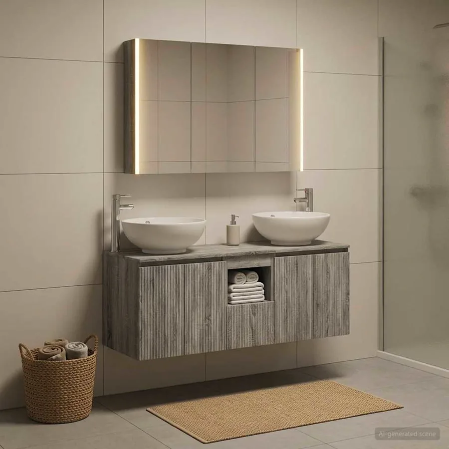 Ensemble d'armoire de salle de bain 4 pcs Sonoma gris