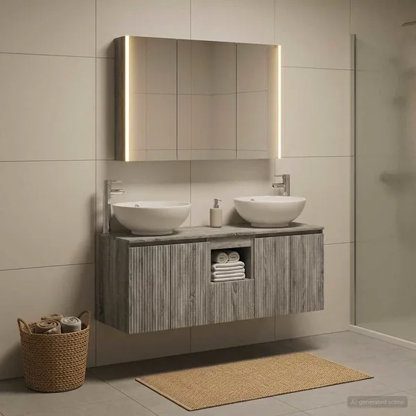 Ensemble d'armoire de salle de bain 4 pcs Sonoma gris