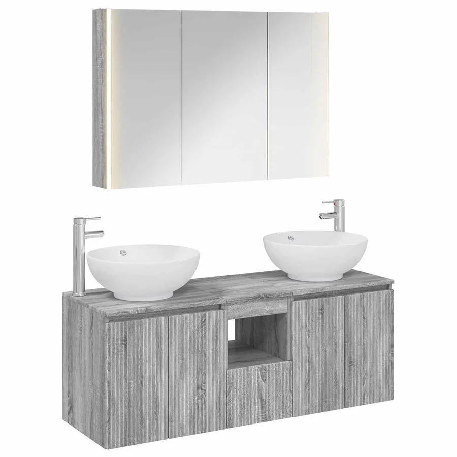 Ensemble d'armoire de salle de bain 4 pcs Sonoma gris - 2