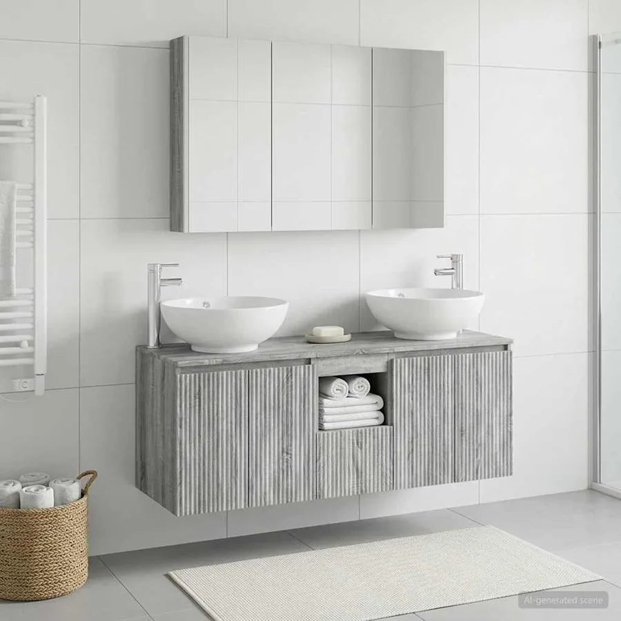 Ensemble d'armoire de salle de bain 4 pcs Sonoma gris - 4