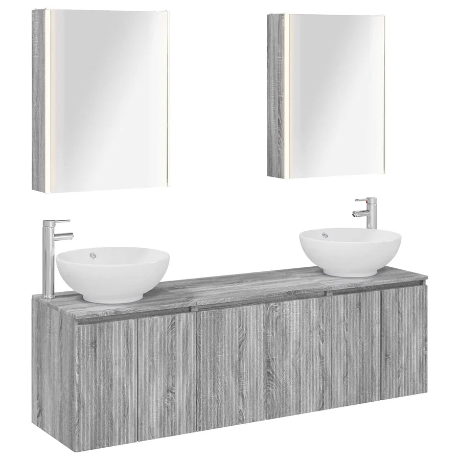 Ensemble d'armoire de salle de bain 5 pcs Sonoma gris - 2