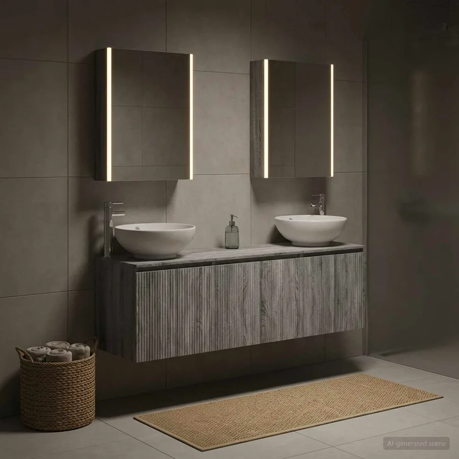 Ensemble d'armoire de salle de bain 5 pcs Sonoma gris - 4