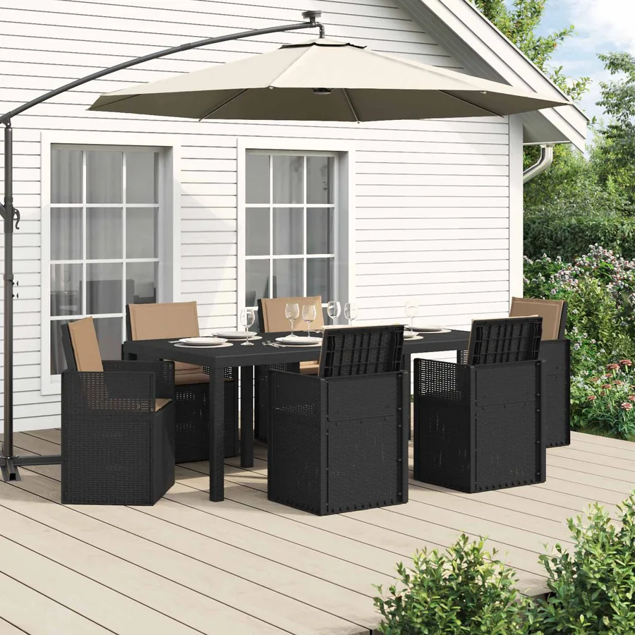 Ensemble de salle à manger pour jardin avec coussin 7 pcs PP