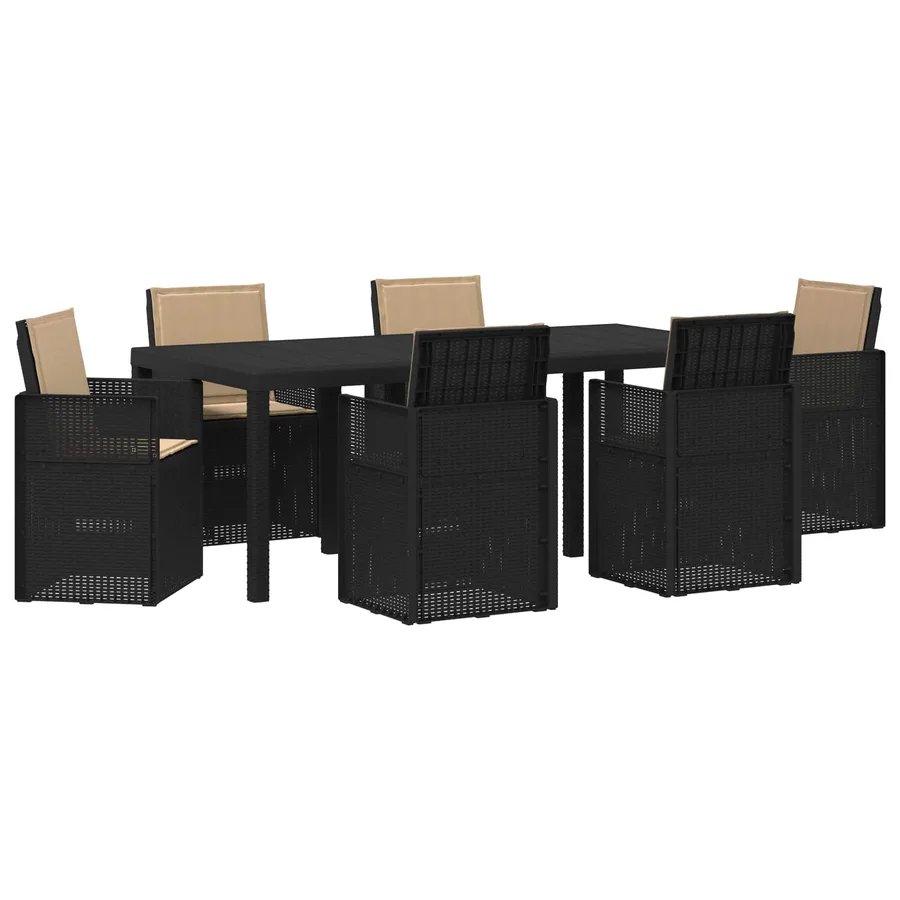 Ensemble de salle à manger pour jardin avec coussin 7 pcs PP - 2
