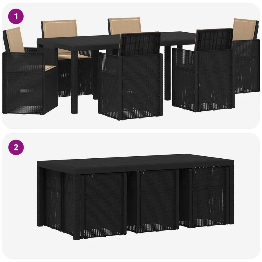 Ensemble de salle à manger pour jardin avec coussin 7 pcs PP - 8