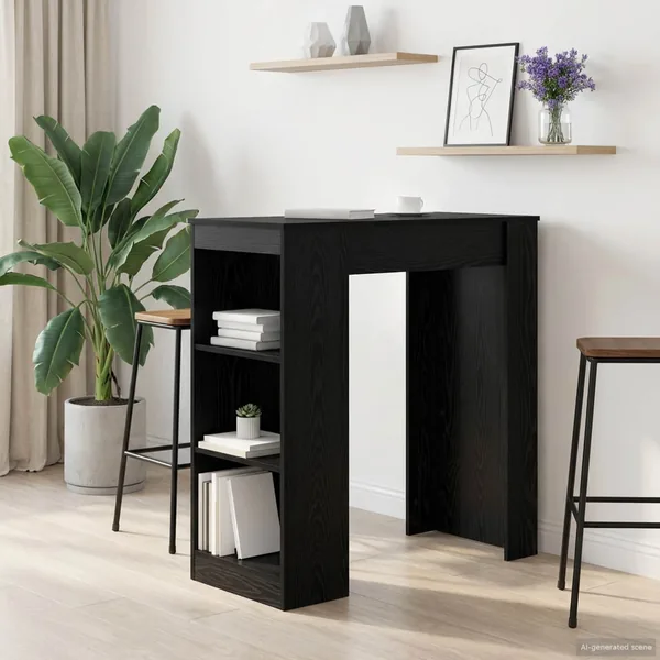 Table de bar 95 x 47 x 103,5 cm Bois d'ingénierie Chêne noir
