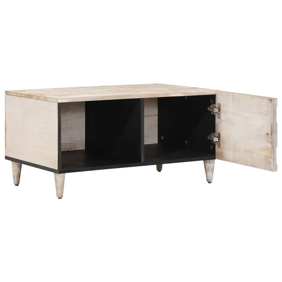 Table basse Blanc 80 x 50 x 40 cm Bois de mangue massif - 2