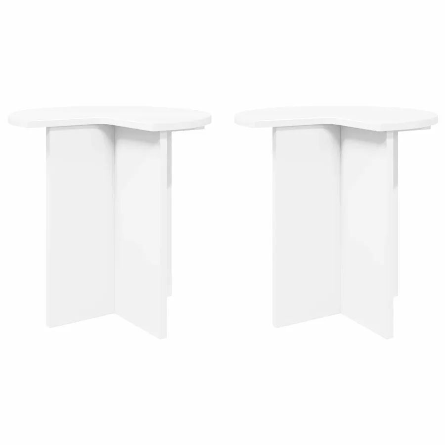 Table d'appoint 2 pcs Blanc Ø 39 x 38 cm Bois d'ingénierie - 2