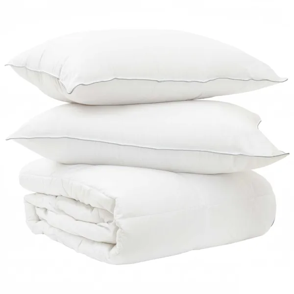 Ensemble de Duvet Blanc 200 x 200 cm Polyester, Bambou