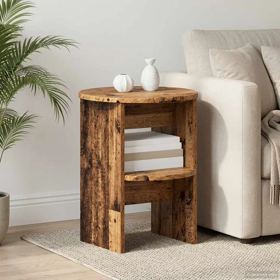 Meuble d'appoint Bois ancien Ø40 x 50 cm Bois d’ingénierie