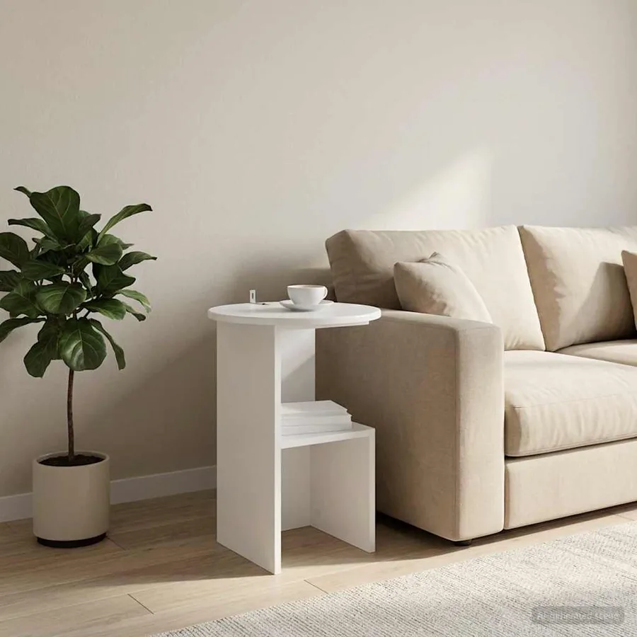 Table d'appoint Blanc Ø 39,5 x 55 cm Bois d'ingénierie