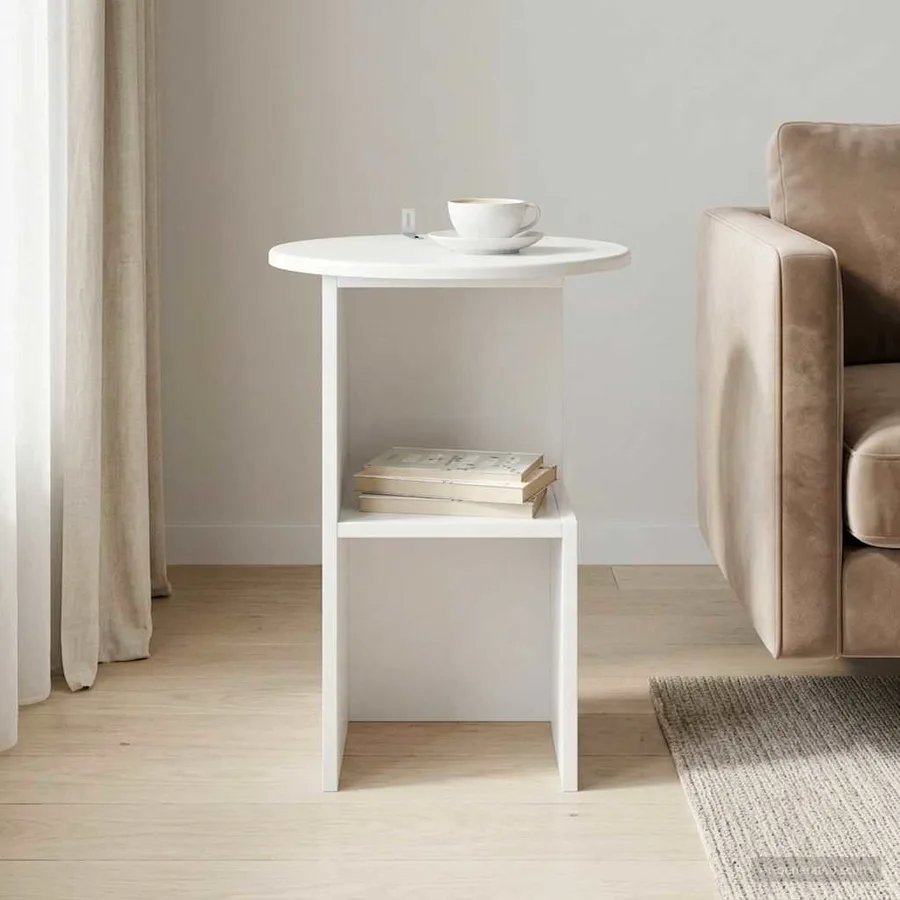 Table d'appoint Blanc Ø 39,5 x 55 cm Bois d'ingénierie - 4