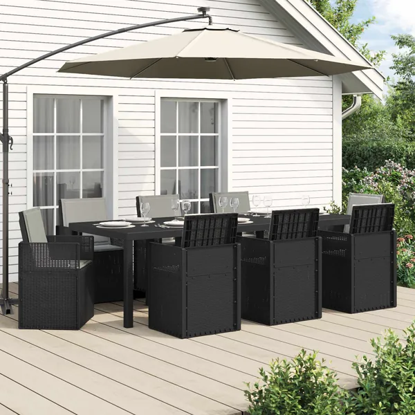 Ensemble de salle à manger pour jardin avec coussin 9 pcs PP