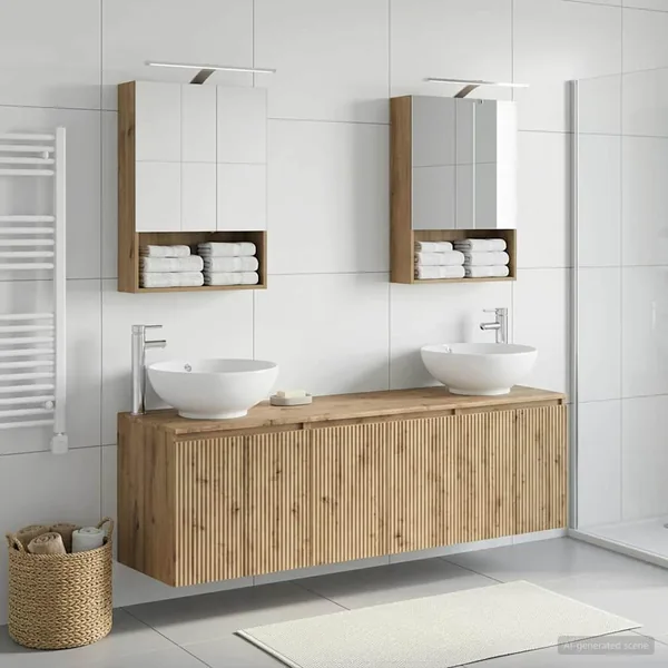 Ensemble d'armoire de salle de bain 5 pc Chêne artisanal