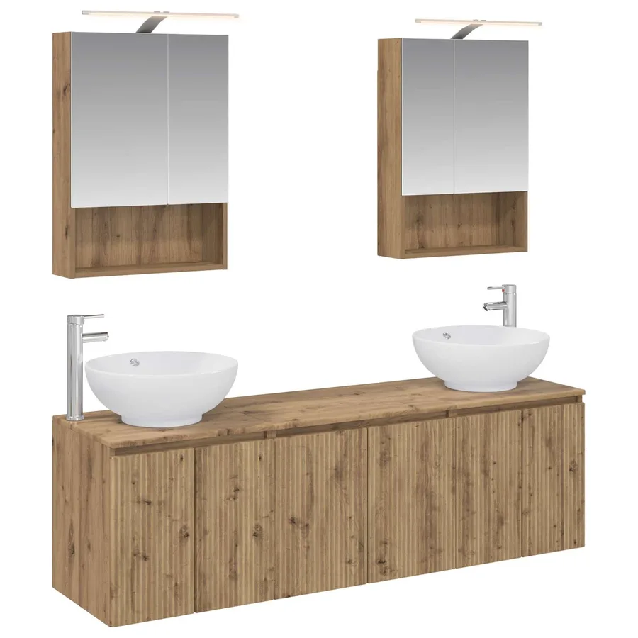 Ensemble d'armoire de salle de bain 5 pc Chêne artisanal - 2