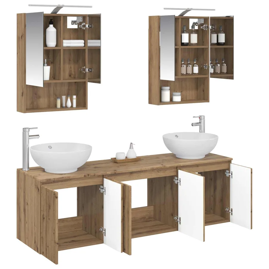 Ensemble d'armoire de salle de bain 5 pc Chêne artisanal - 3