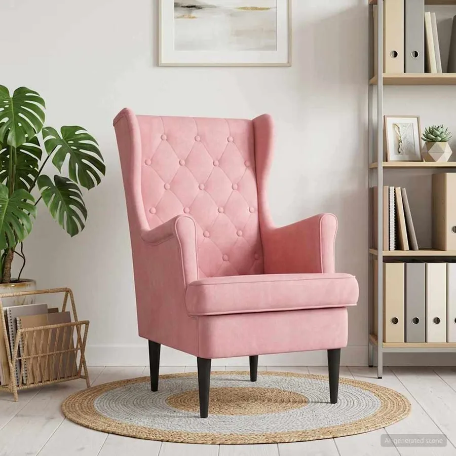 Fauteuil Rose Velours - 3