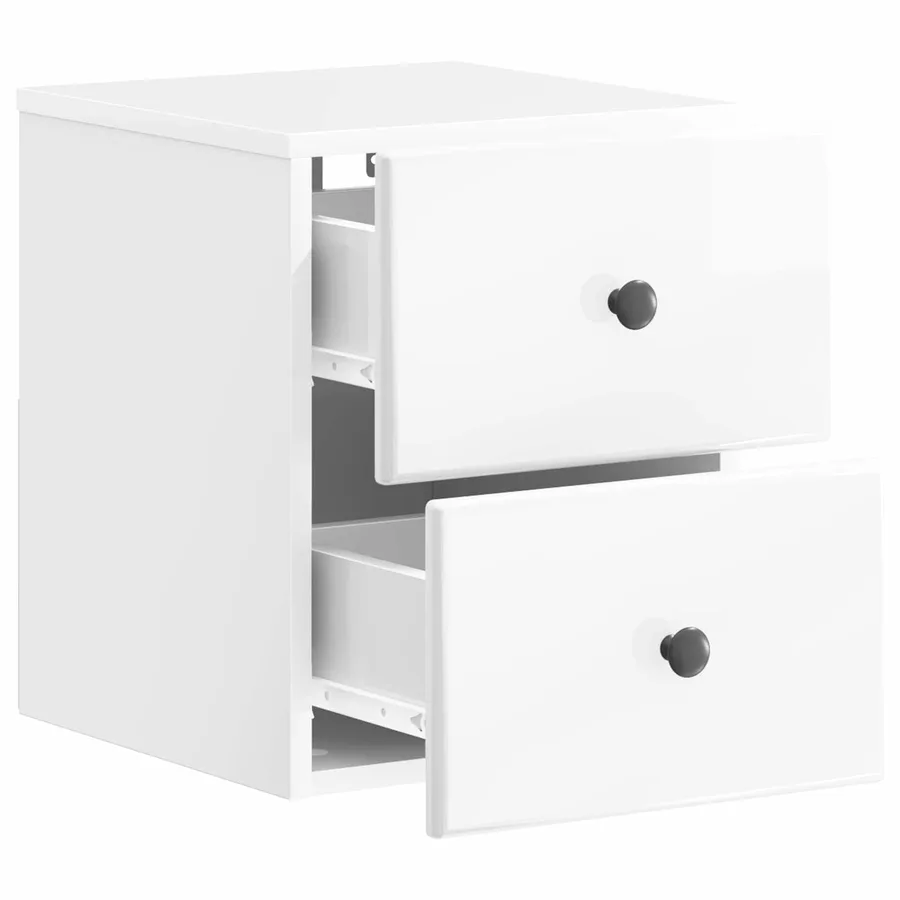 Cabinet de chevet mural 2 pcs Blanc brillant 34,5 x 33 x 40 cm - 6