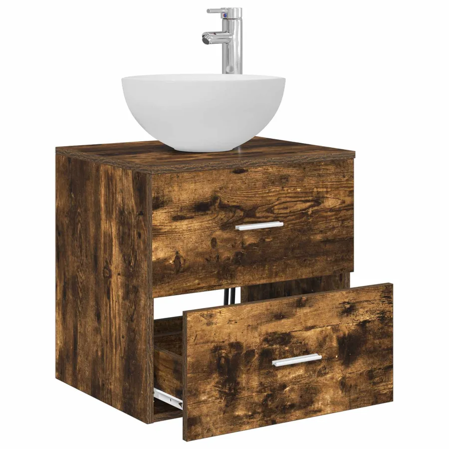 Vanité de lavabo mural Chêne fumé 49,5 x 41 x 64,5 cm - 3