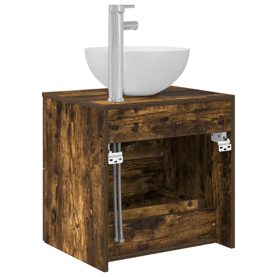 Vanité de lavabo mural Chêne fumé 49,5 x 41 x 64,5 cm - 5