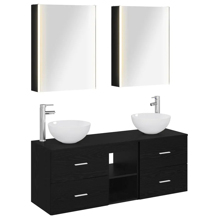 Ensemble de mobilier de salle de bain 5 pcs Chêne noir - 2
