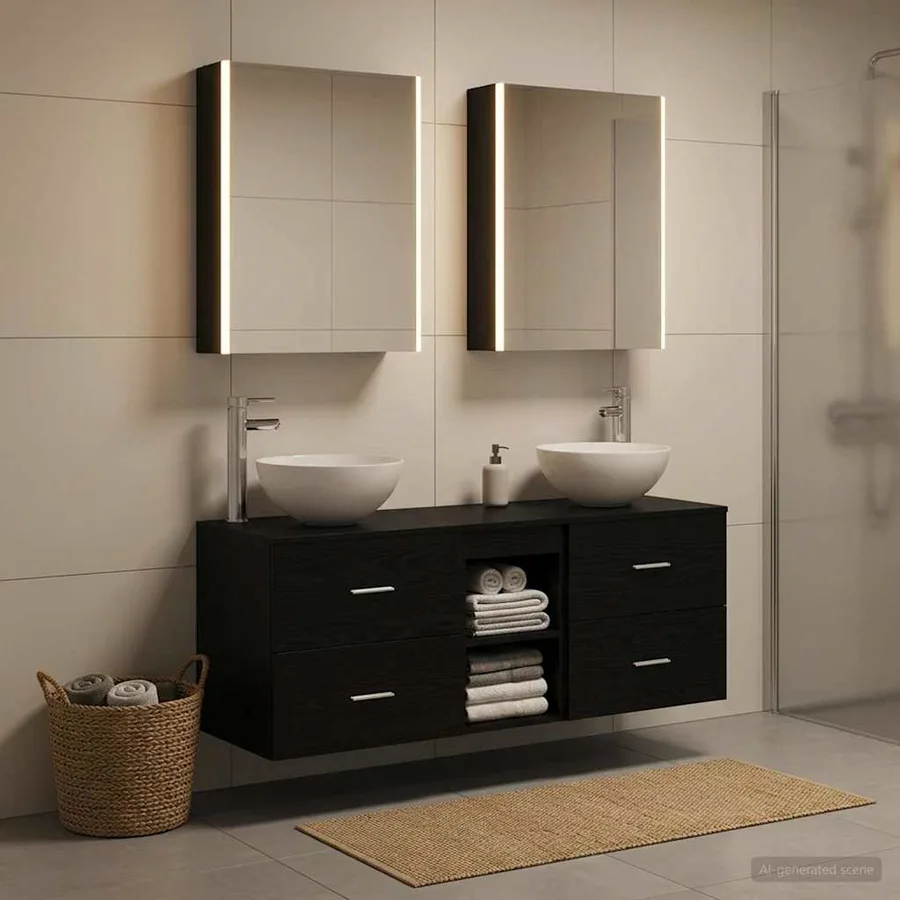Ensemble de mobilier de salle de bain 5 pcs Chêne noir - 4