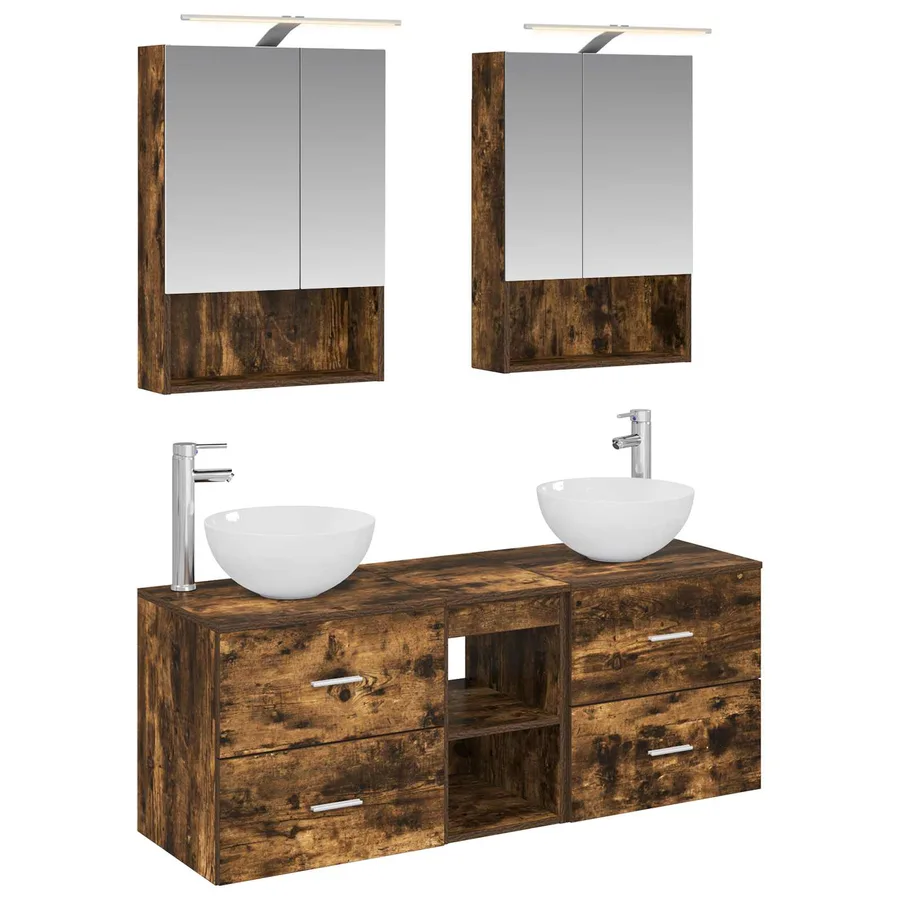 Ensemble de mobilier de salle de bain 5 pcs Chêne fumé - 2