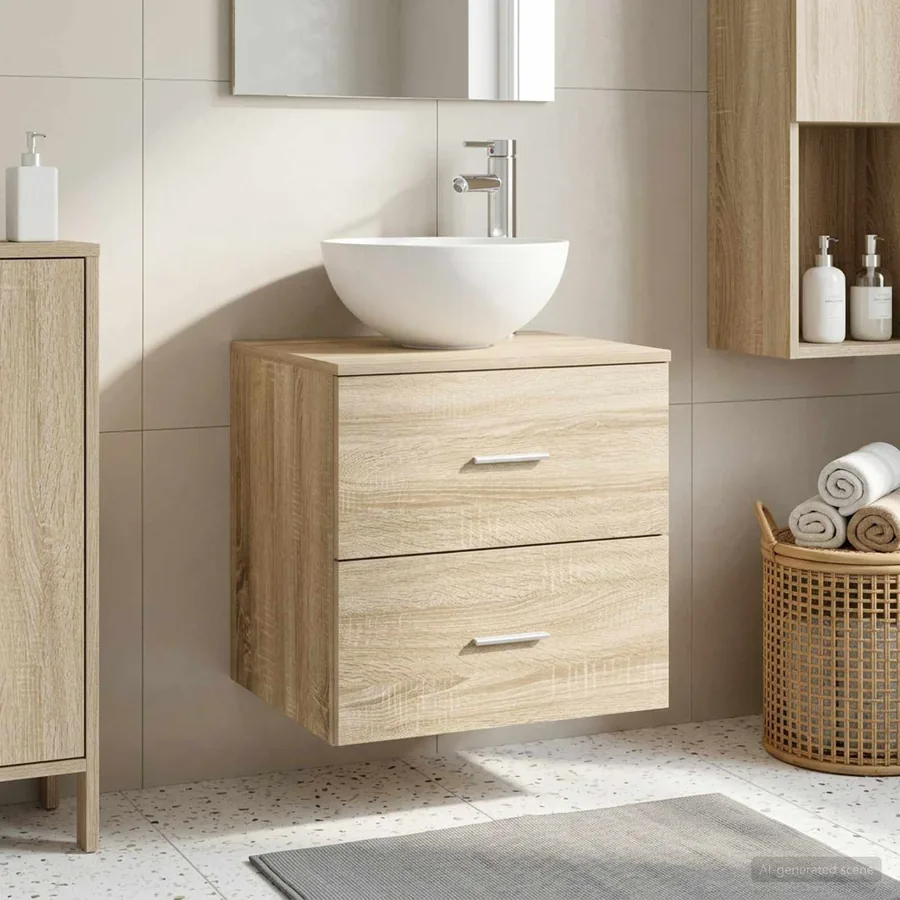 Vanité de lavabo mural Chêne Sonoma 49,5 x 41 x 64,5 cm