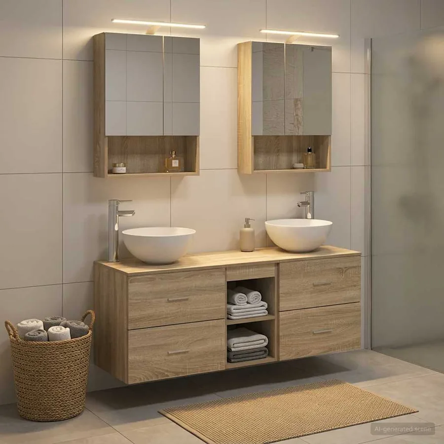 Ensemble de mobilier de salle de bain 5 pcs Chêne Sonoma