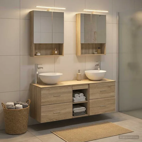 Ensemble de mobilier de salle de bain 5 pcs Chêne Sonoma
