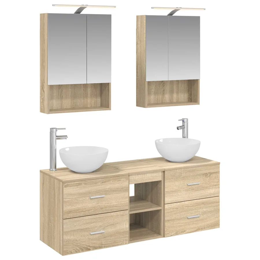 Ensemble de mobilier de salle de bain 5 pcs Chêne Sonoma - 2