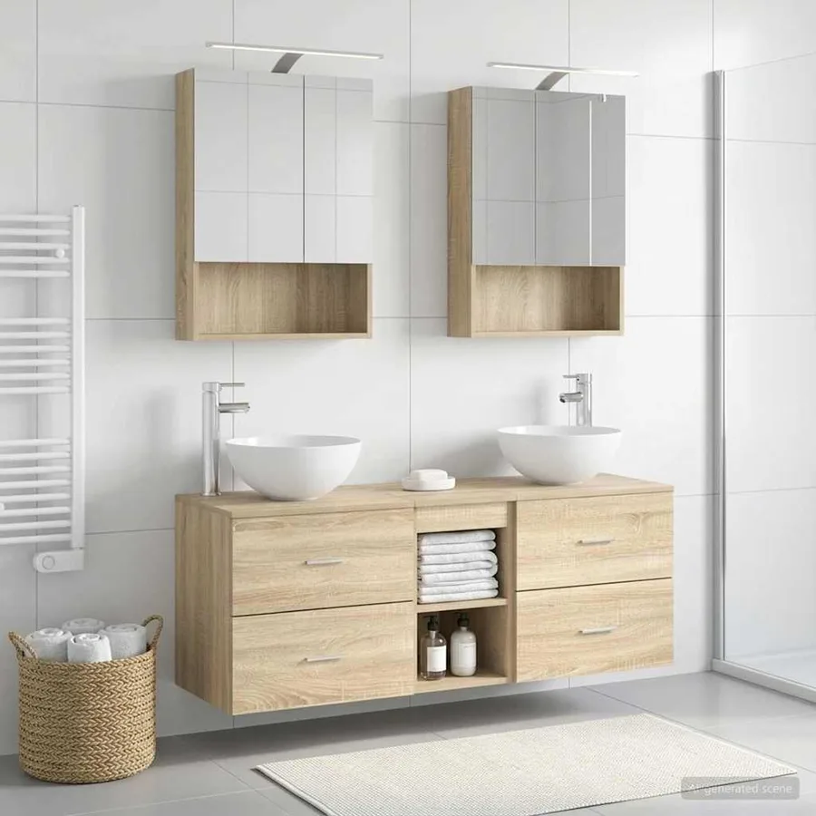 Ensemble de mobilier de salle de bain 5 pcs Chêne Sonoma - 4