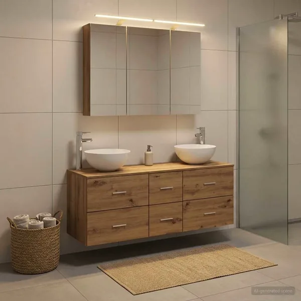 Ensemble de mobilier de salle de bain 4 pc Chêne artisanal