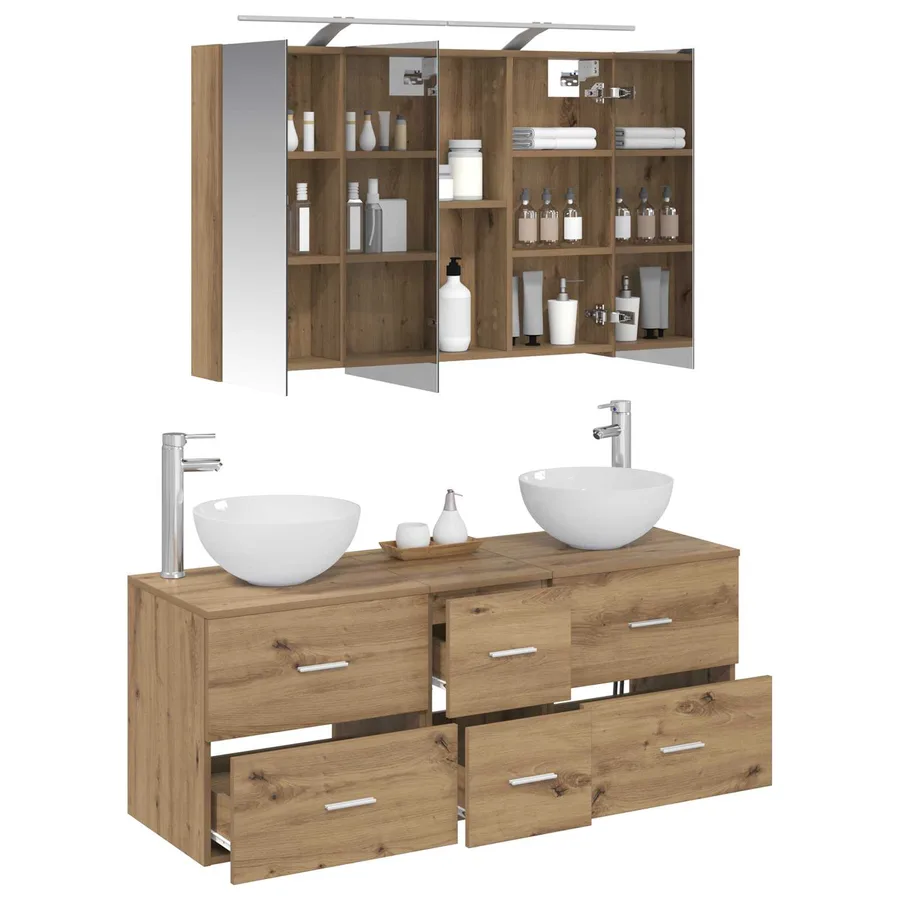 Ensemble de mobilier de salle de bain 4 pc Chêne artisanal - 3