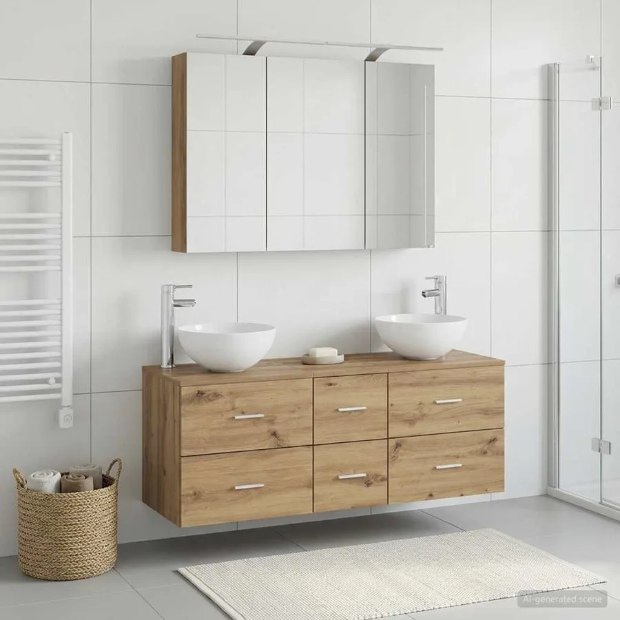 Ensemble de mobilier de salle de bain 4 pc Chêne artisanal - 4