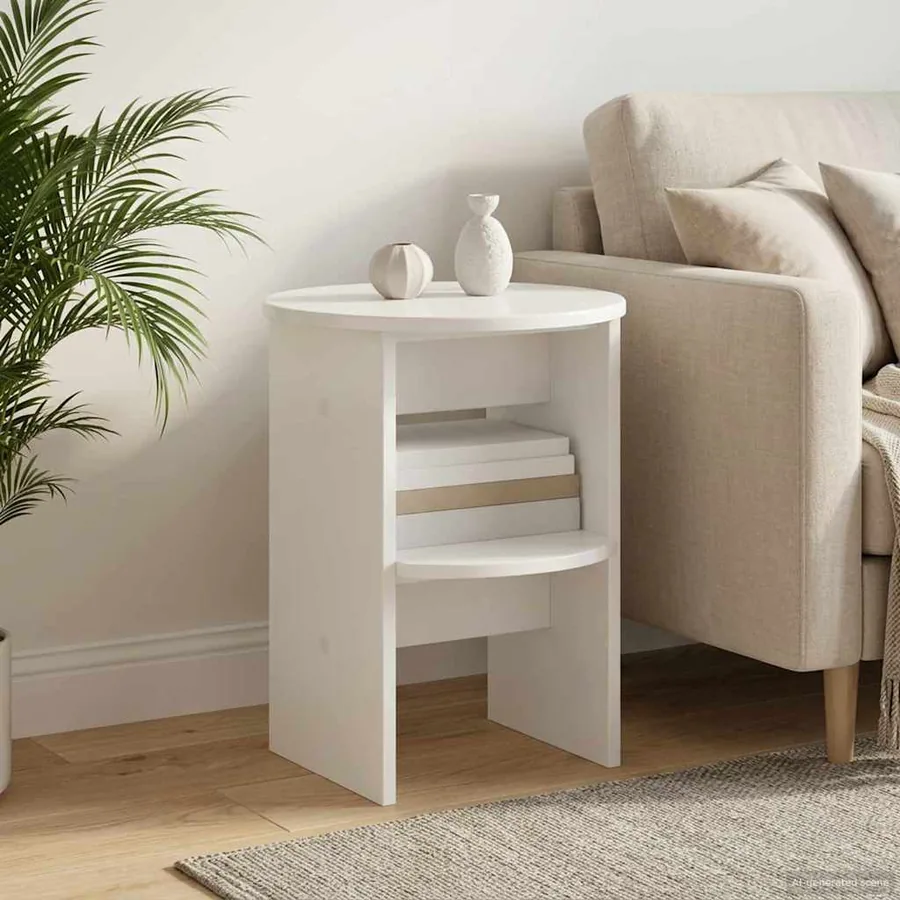 Meuble d'appoint Blanc Brillant Ø40 x 50 cm Bois d’ingénierie