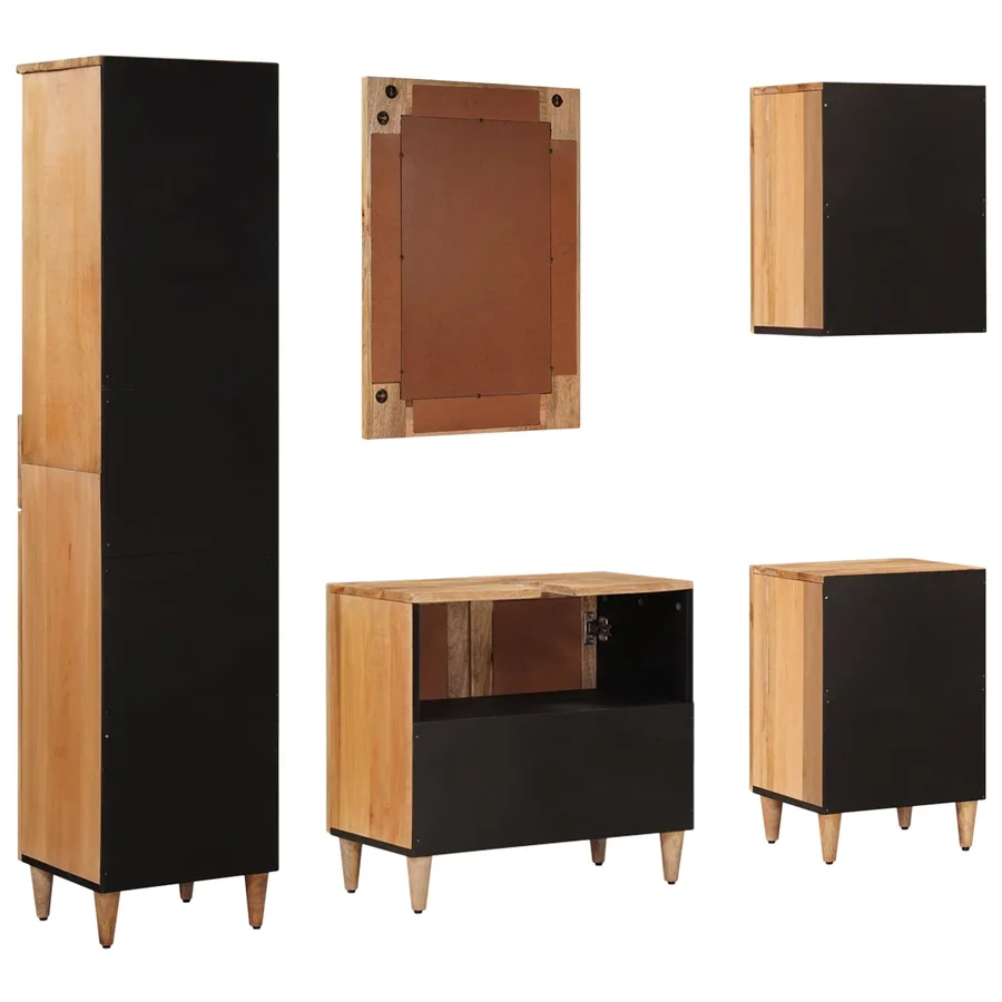 Ensemble de mobilier de salle de bain avec tiroir 5 pcs Naturel - 9