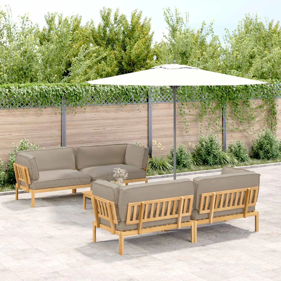 Ensemble de Canapés Uni 5 pcs Taupe Bois d'Acacia Massif
