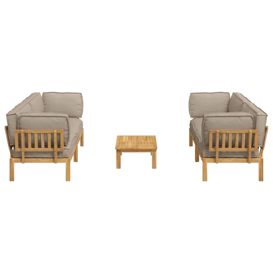 Ensemble de Canapés Uni 5 pcs Taupe Bois d'Acacia Massif - 10