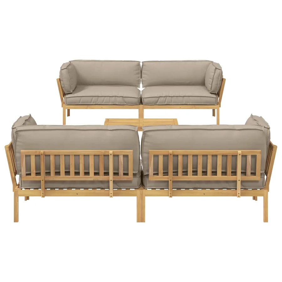 Ensemble de Canapés Uni 5 pcs Taupe Bois d'Acacia Massif - 9