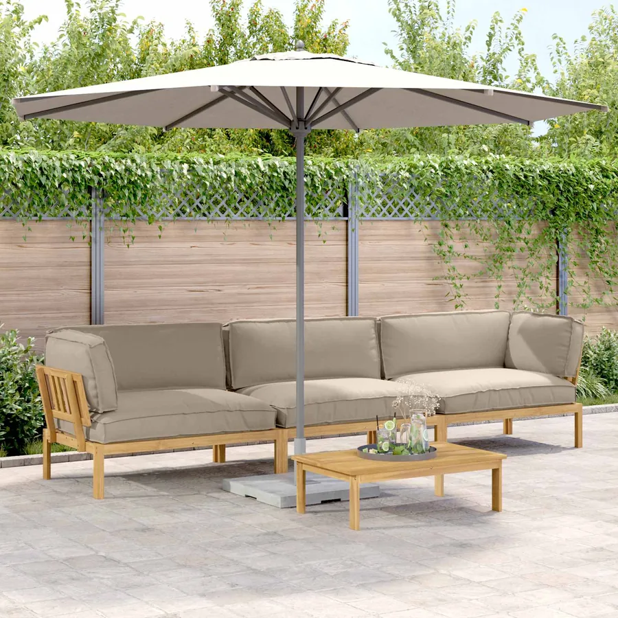 Ensemble de Canapés Uni 4 pcs Taupe Bois d'Acacia Massif