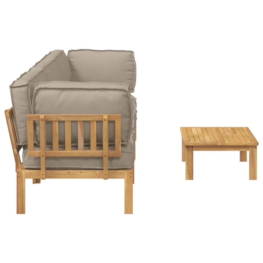 Ensemble de Canapés Uni 4 pcs Taupe Bois d'Acacia Massif - 11