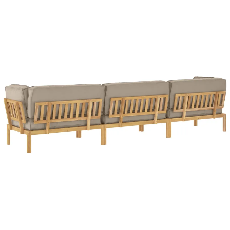 Ensemble de Canapés Uni 4 pcs Taupe Bois d'Acacia Massif - 12